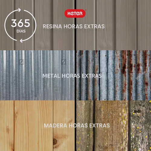 Vista 2 de Keter Manor Kit de Cobertizo de Almacenamiento Exterior de Resina 4x6 pies - Perfecto para Almacenar Muebles de Patio, Herramientas de Jardín