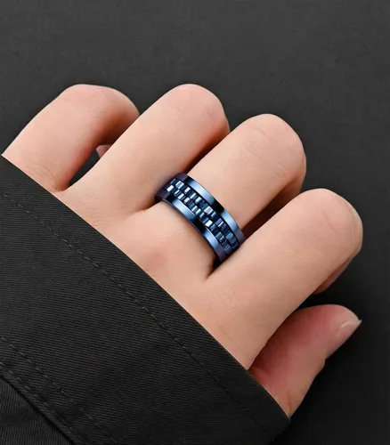 Vista 5 de King Ring 8mm Gear Spinner Rings – Ultra Polished Fidget Rings for Men & Women – Designed in USA Negro