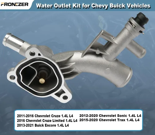 Vista 4 de Carcasa de termostato de refrigerante de motor de aluminio con salida de agua compatible con Chevy Cruze 2011-2016, Chey Sonic 2012-2020, Chevy Trax