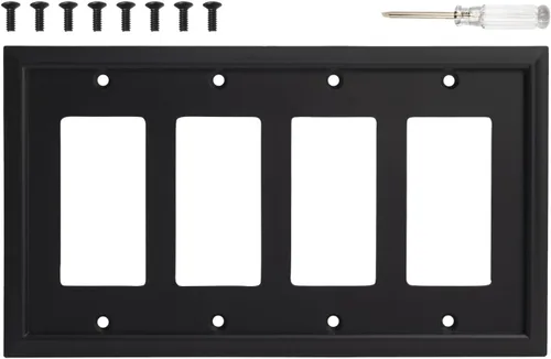 Vista 15 de Placa de pared, cubiertas de toma de corriente dúplex, cubierta de interruptor de luz negro mate - Placa de cubierta de toma de corriente eléctrica