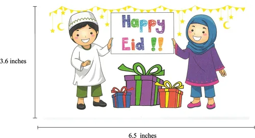 Vista 3 de Zaffron Eid - Sobres de dinero para regalo navideño, para familias, celebran el diseño de Eid (paquete de 8)