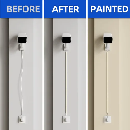 Vista 5 de Delamu – Funda para cable beige, cubiertas de cable para 1 cable en la pared, cubiertas de cable de tamaño mini para cables en la pared, cubierta