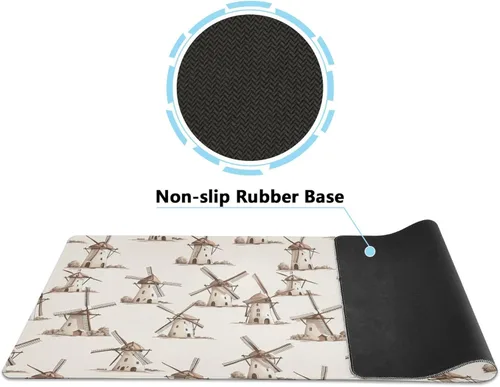 Vista 2 de ALAZA Retro Windmill Large Gaming Mouse Pad Big Mousepad Mice Keyboard Mat with Non-Slip Rubber Base for Computer Laptop Home & Office, 31.5 X 11.8