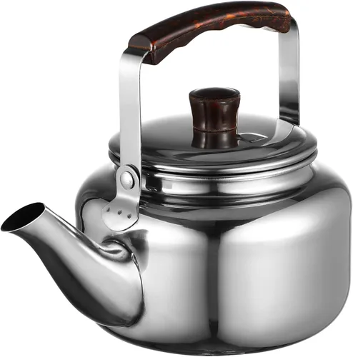STOBAZA Hervidor de té silbante de acero inoxidable de 1 litro para estufa, cuello de cisne, tetera silbante, tetera para estufa