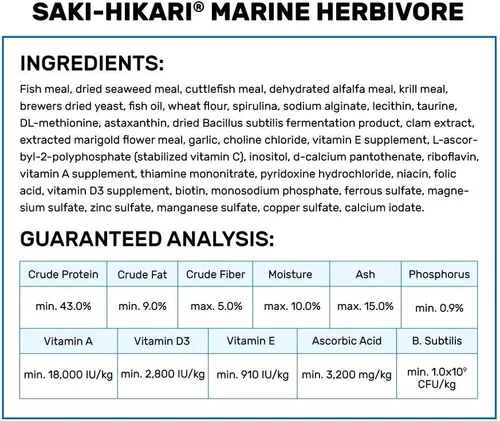 Vista 3 de Hikari 042221 Marine Herbivore - Pellets de hundimiento mediano para peces marinos, tamaño único