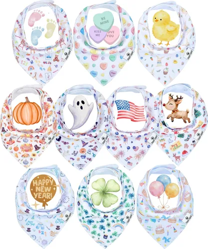 Vista 19 de Diaper Squad 10-Pack Organic Cotton Baby Bibs for Baby Boy, Girl