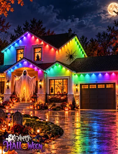 Vista 2 de EcoNour Luces LED RGB permanentes para exteriores de 50 pies Luces LED inteligentes impermeables para aleros con aplicación y control remoto