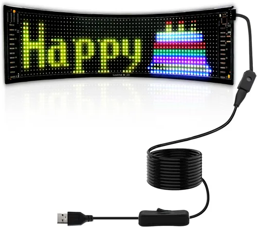 Letrero LED programable de desplazamiento – Tablero de visualización a todo color con control de aplicación Bluetooth – Patrones personalizados de