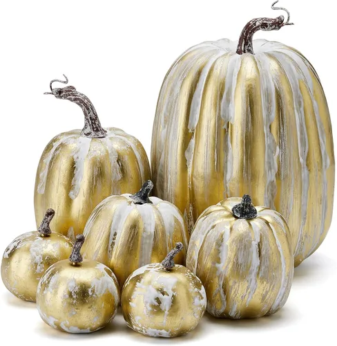 Vista 15 de woshilaocai 7 calabazas artificiales para decoración de otoño, cosecha, Acción de Gracias, Halloween, vacaciones, decoración de casa de campo
