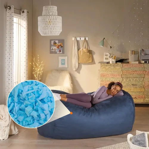 Vista 8 de Relleno de espuma viscoelástica triturada de 5 libras, material de relleno otomano para cojines de sofá, cojines, cama de perro y relleno de puf