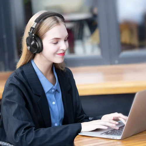 Vista 2 de OneOdio - Auriculares Bluetooth de diadema, 110 horas de sonido estéreo inalámbrico/con cable, auriculares plegables con graves profundos