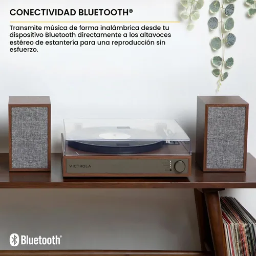 Vista 5 de Victrola Harmony - Bluetooth Record Player System with Speakers - Black Negro