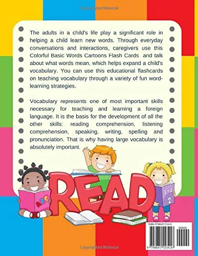 Vista 2 de Colorful Basic Words Cartoons Flash Cards Bilingual Russian Easy and fun learning baby first book. 100+ card games to practice vocabulary in use.