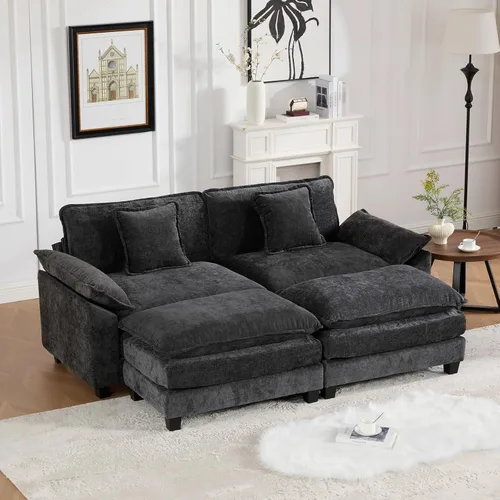 Vista 83 de Sofá modular modular de felpilla beige de 78 pulgadas para sala de estar, sofá modular de felpilla beige para sala de estar, sofás para sala