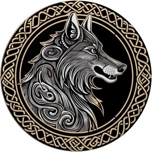 Vista 3 de Símbolo vikingo Fenrir - Monstruoso lobo nórdico mitología PopSockets PopGrip estándar