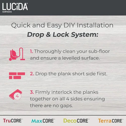 Vista 7 de MaxCore Pro Lucida Surfaces Tablón de muestra Tablones de vinilo de lujo impermeables con bloqueo de clic entrelazado