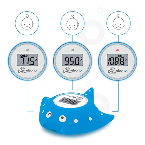 Vista 5 de Elepho eFloat - Termómetro digital para bañera Monitorea con precisión el agua y la temperatura ambiente + actúa como juguete de baño para niños