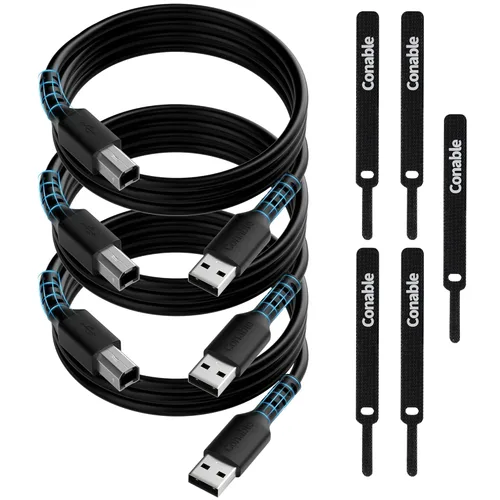 Vista 7 de Cable de impresora de 2 pies, USB 2.0 USB-A a USB-B, compatible con HP, Canon, Epson, DAC, Dell, Brother, Brother, Lexmark, Xerox, Samsung, Piano