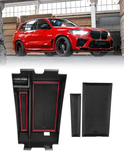 FIILINES Organizador de Consola Central para BMW X5 X7 2019-2024 / BMW X6 2020-2024, Bandeja de Consola Central Caja de Almacenamiento de