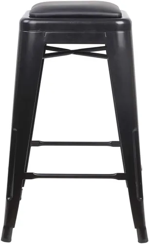 Vista 184 de GIA Taburete de mostrador sin respaldo de 24 pulgadas, cantidad de 4, bronce con asiento de madera clara