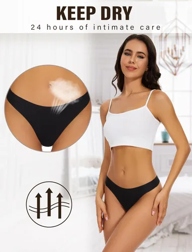 Vista 6 de Yastouay Tangas sin costuras para mujer, tangas invisibles, de nailon, transpirables, elásticas, paquete de 35610