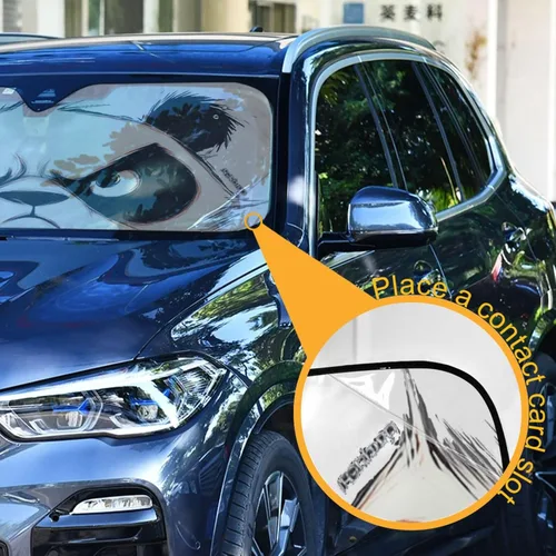 Vista 3 de Boccsty Angry Panda Eyes - Parasol plegable para parabrisas de automóvil, para ventana delantera de camión, bloquea los rayos UV, protector solar