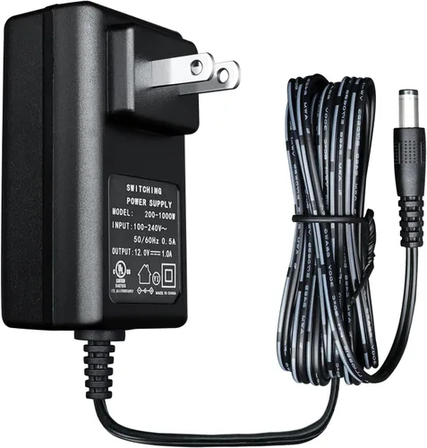 Adaptador de fuente de alimentación de 12 V, 1 A, CA 100 ~ 240 V a CC 12 V 1000 mA 12 W, adaptador de conmutación de 0.217 in x 0.083 in DC enchufe