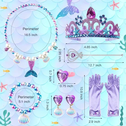 Vista 4 de TOLOYE Disfraces de princesa para niñas, ropa de vestir de princesa con accesorios para fiesta de cumpleaños, Halloween, cosplay