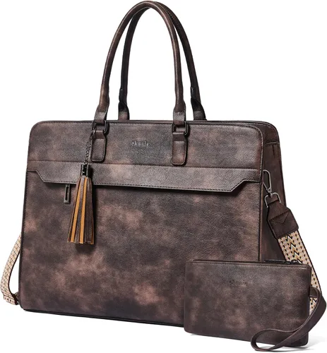 Vista 10 de Shrrie Bolsa para laptop de 17 pulgadas para mujer, bolsa de trabajo resistente al agua, maletín con bolso