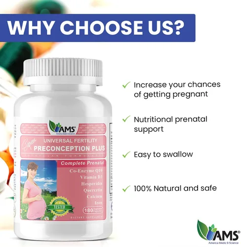 Vista 6 de America Medic & Science Preconception Plus (180 cápsulas) Concepción y suplemento de fertilidad Píldoras formuladas por médicos para apoyar