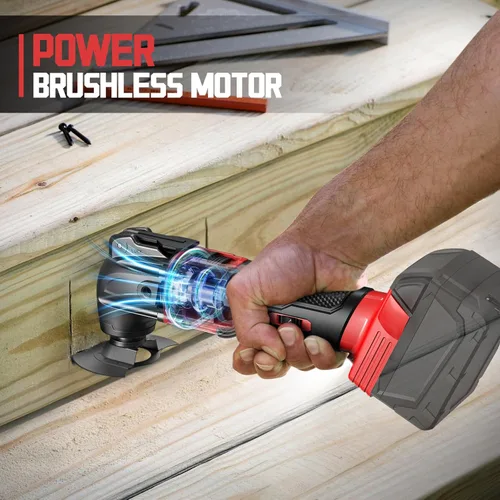 Vista 7 de Herramienta oscilante inalámbrica compatible con batería Milwaukee de 18 V, 21000 OPM Max sin escobillas con mango auxiliar, multiherramienta