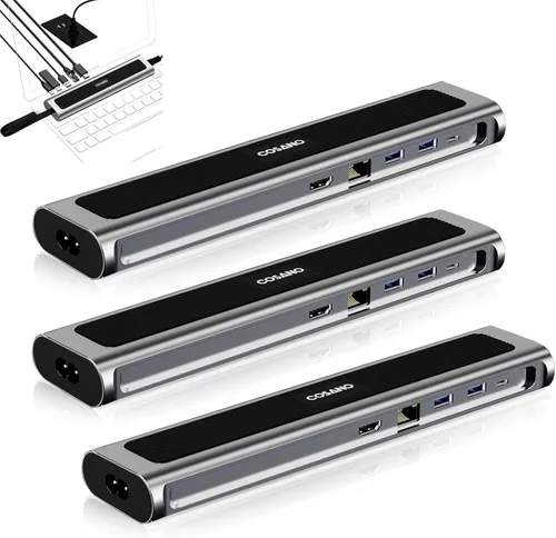 Vista 9 de Estación de acoplamiento para laptop, estación de carga universal todo en uno de carga rápida de 100 W con doble USB-C USB-A Hub 4K HDMI Ethernet