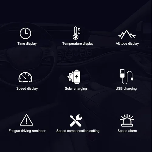 Vista 8 de Acouto Universal Auto HUD Proyector Multifuncional Velocímetro Vehículo de Carga Solar Pantalla de Video