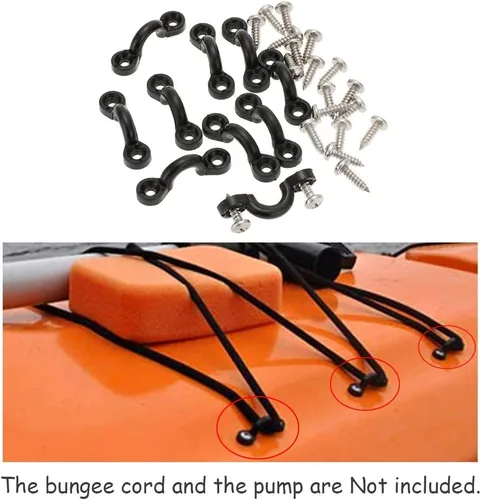 Vista 2 de Docooler Juego de 10 trabillas elásticas de nailon para cubierta con 20 tornillos para barco, kayak, cubierta