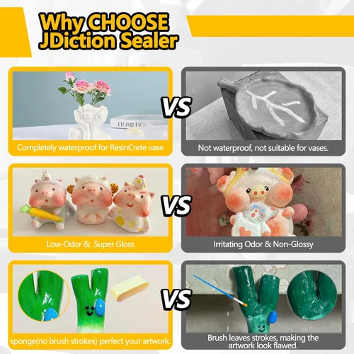 Vista 3 de Esmalte de arcilla seca al aire, 6.0 fl oz, barniz de arcilla para secado al aire/sellador de arcilla polimérica, resina creta, barniz para cerámica