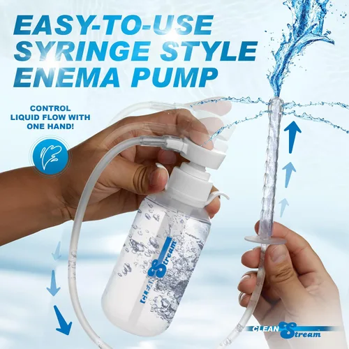 Vista 2 de Cleanstream Pump Action - Botella de enema con boquilla flexible y mango estilo jeringa, capacidad de 10.1 fl oz, material de silicona, sistema