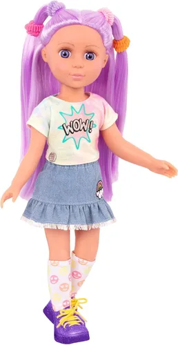 Vista 2 de Glitter Girls Muñeca de moda de 14 pulgadas - Ojos azules y cabello azul - Lazo, clips y atuendo colorido - Más de 3 años - Luma