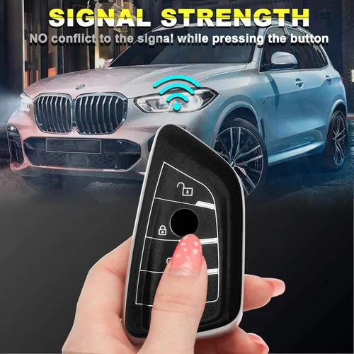 Vista 4 de Xotic Tech para BMW 1 2 3 4 5 6 7 Series X1 X3 X4 Key Fob Cover TPU Front+ABS Shell Back Case Protector de llave