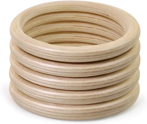 Vista 23 de FoDau770 5 anillos de madera de haya natural, anillos de madera maciza sin terminar, círculos de madera resistente, círculos de macramé