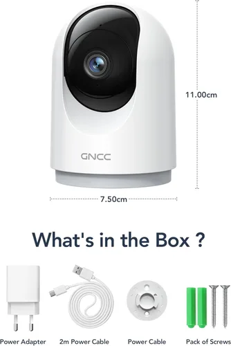 Vista 9 de Cámara de seguridad interior GNCC, cámaras 2K para seguridad del hogar con detección de movimiento, cámara para bebé/mascota con aplicación