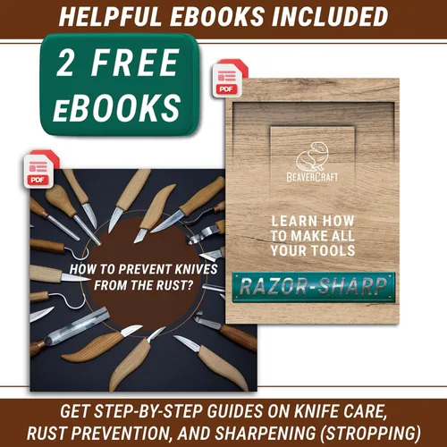 Vista 9 de BeaverCraft Juego de cuchillos para tallar madera S14 - Cuchillo con gancho para cuchara, juego de cinceles para tallar en madera, juego de cinceles