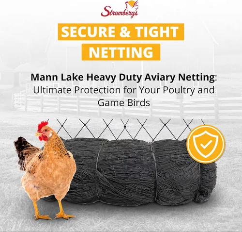 Vista 3 de Red de 2" de malla de alta resistencia anudada de Stromberg’s para aviarios, fibra de polietileno resistente a UV para aves de caza, faisanes y aves
