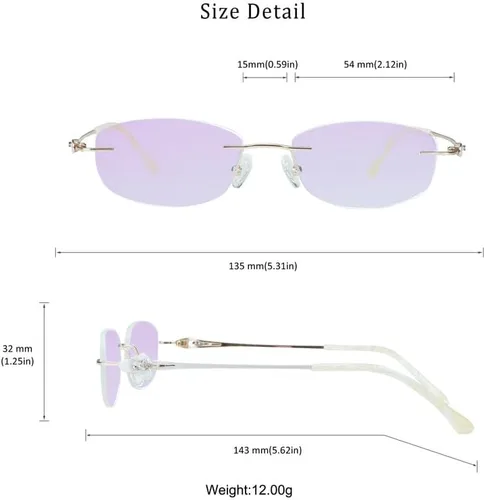 Vista 8 de LifeArt Pure Titanium Frame Glasses/Blue Light Blocking Reading Glasses, Reduce Eyestrain, Stylish for Men and Women 3033_(champán Clear)