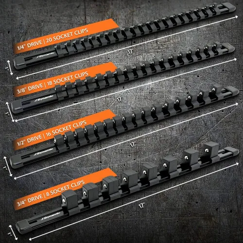 Vista 2 de Dynamic Riel organizador de enchufes de aluminio, personalizable, duradero, compatible con la mayoría de enchufes cromados y de impacto