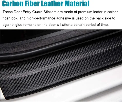 Vista 3 de LEXLEY Protector de umbral de puerta de cuero estilo fibra de carbono 3D para Dodge Challenger 2010-2023, protector de umbral de puerta antiarañazos