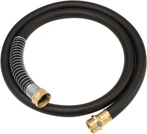 Vista 22 de WiseFlow Manguera de jardín de 3 pies x 5/8 pulgadas, manguera de goma resistente, manguera de agua con trenzado de cinco capas, accesorios macho