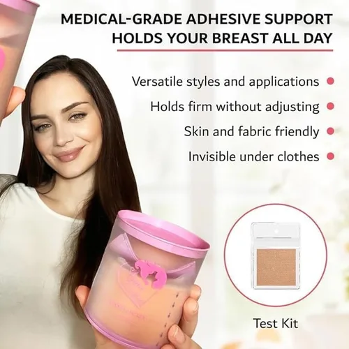 Vista 6 de Agam Intima Cinta adhesiva para levantamiento de senos, cinta corporal, cubiertas de pezones - pechos grandes, copa A-G - 20 cintas de ropa de doble