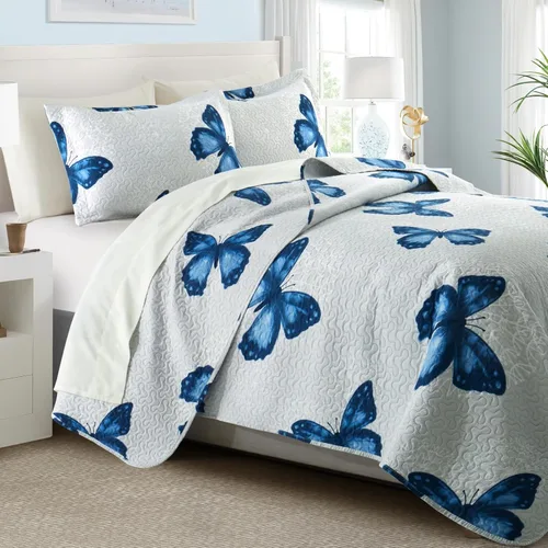 ARTALL - Juego de edredón de 2 piezas con estampado de mariposas, de microfibra suave y ligera, colcha para cama, manta con funda de almohada, para