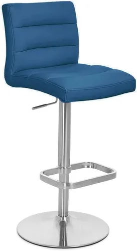 Vista 81 de Zuri Muebles Taburete de bar moderno de altura ajustable gris exuberante con base plana redonda cepillada