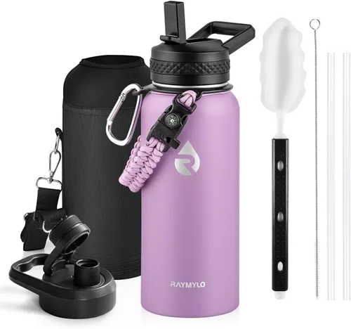 Vista 20 de RAYMYLO Botella de agua aislada de 20 onzas, de acero inoxidable al vacío de triple pared (fría durante 48 horas), a prueba de fugas y sin bisfenol